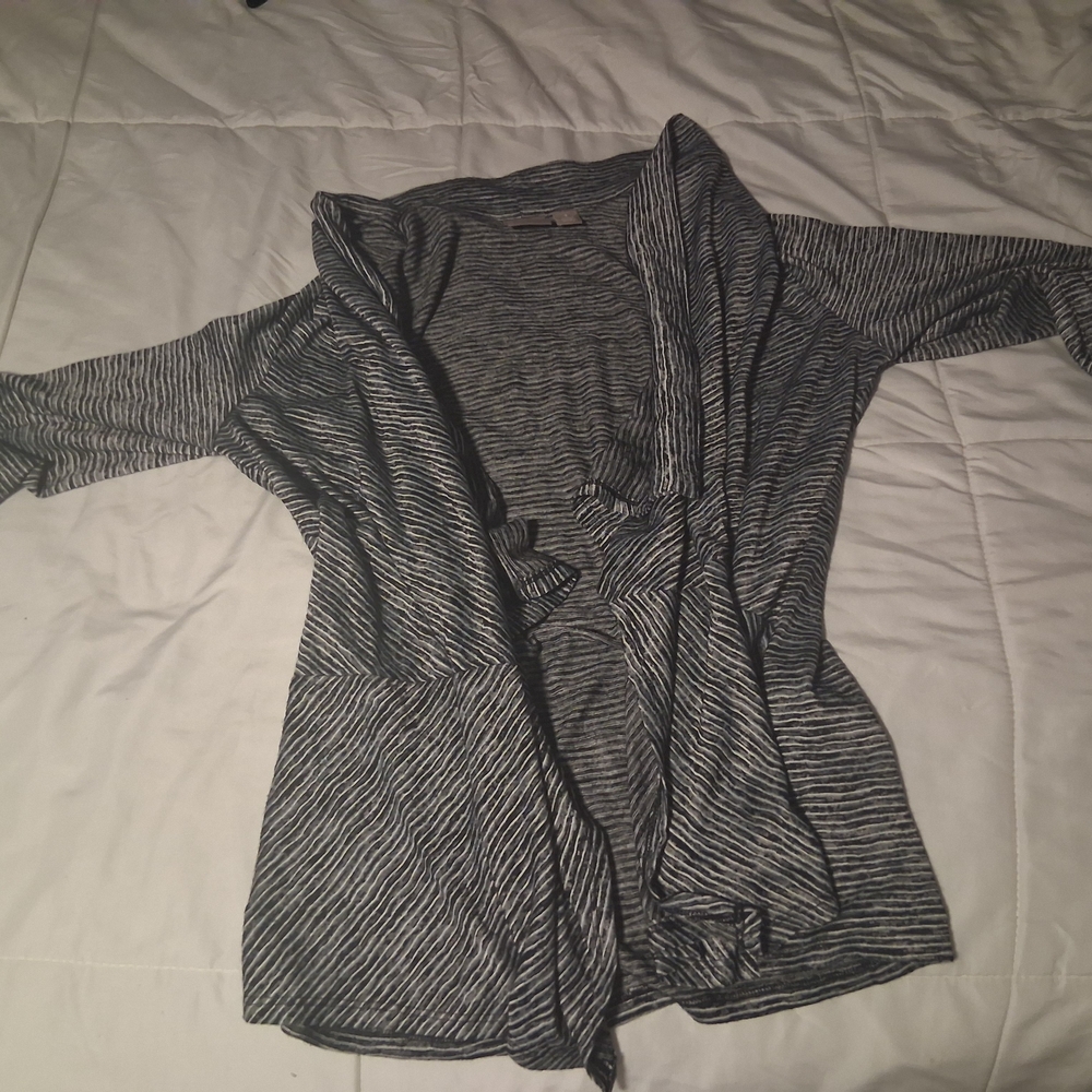 Chico's Black and Gray Knit Cardigan